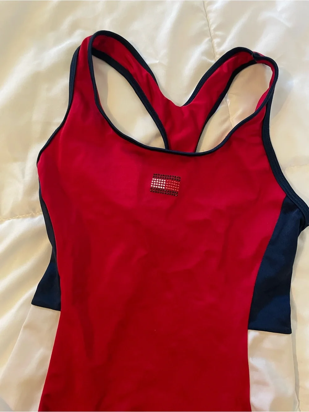 90s Tommy Hilfiger Girls Red One-Piece Swimsuit